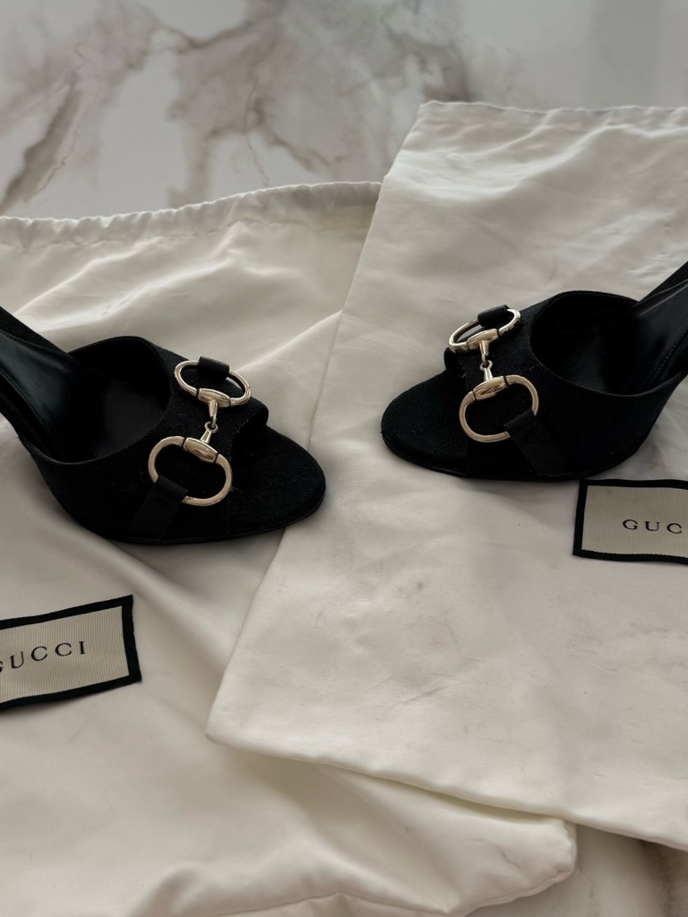 Gucci Black Suede Mule Heels